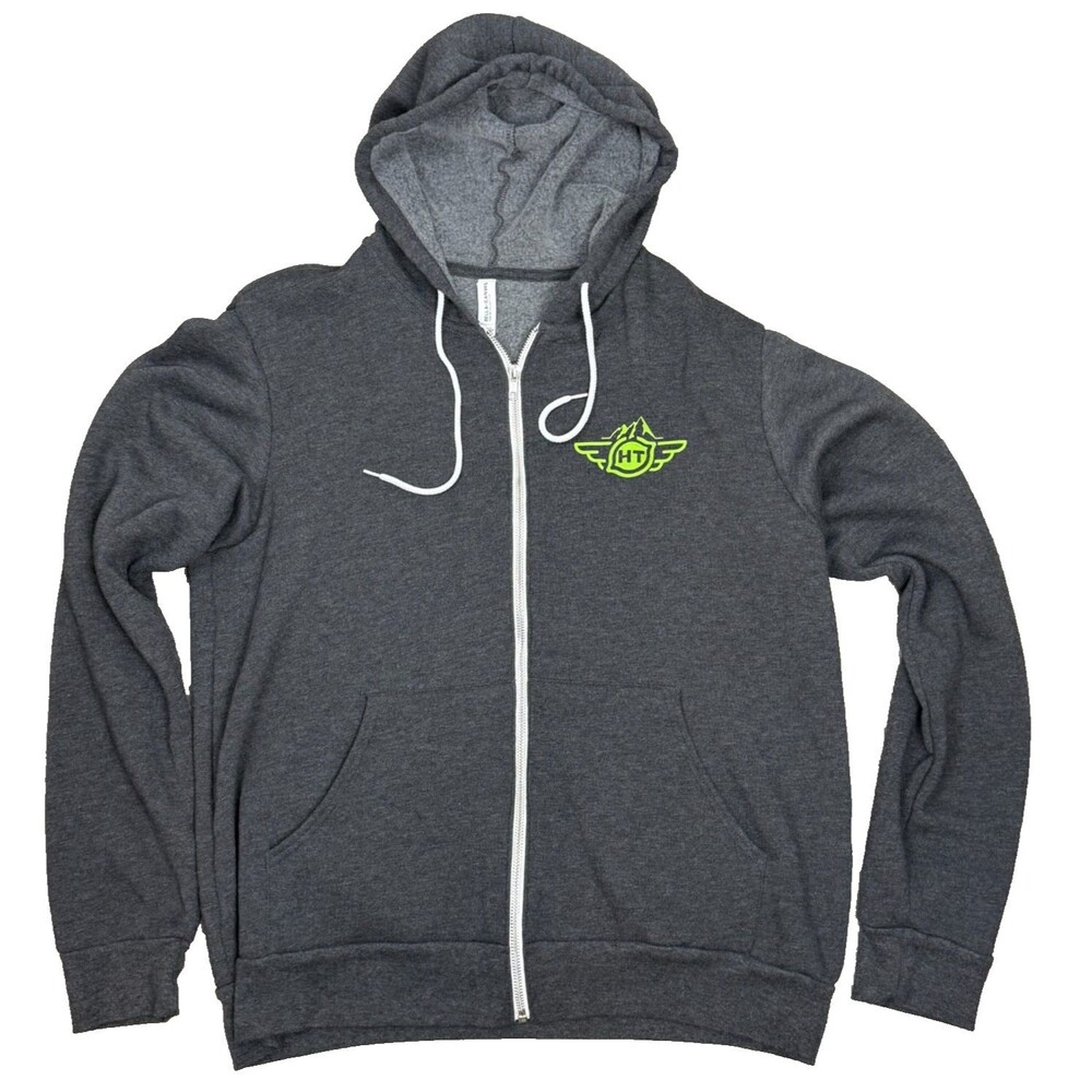 Gray Hoodie Large Full Zip Sweatshirt Fleece Lined Hello Fresh Tech Swag Grunge‎
